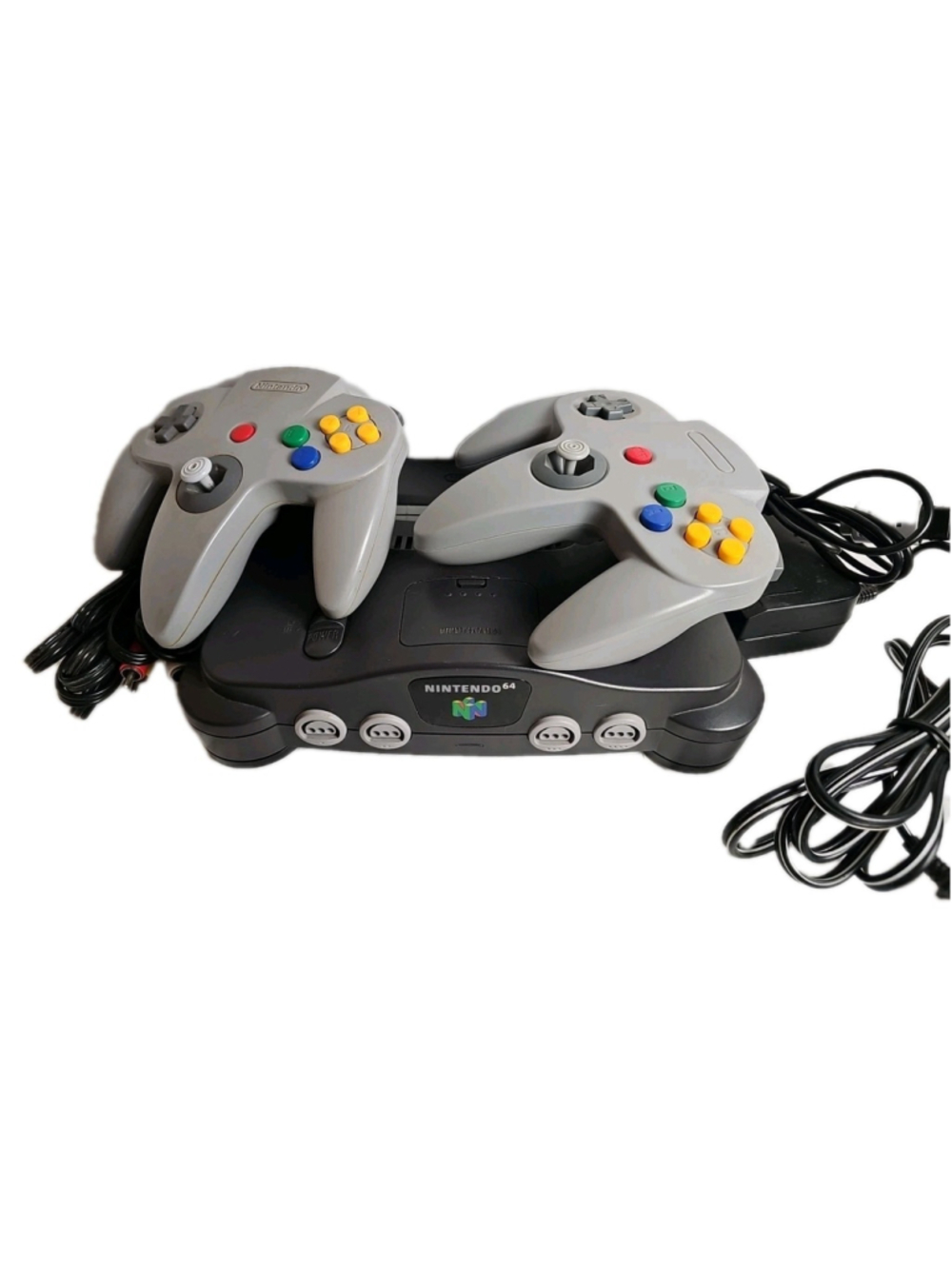 Nintendo 64 Console NUS-001 With 2 Controllers & OEM Cables Tested & Working